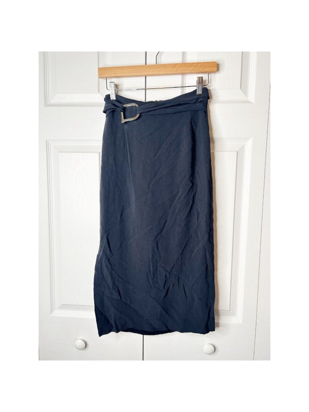 HUGO BOSS Verinala Navy Blue Black Side Slit Skirt Women's Size US 2